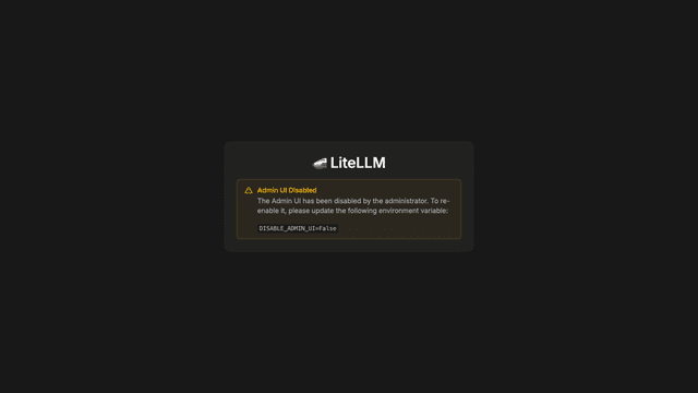 Admin UI Disabled message