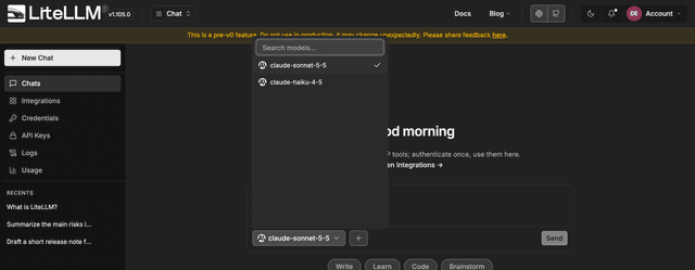 The open model list with a search box