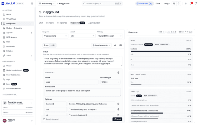 Audit Worksheet Request Example Try it in the Admin UI | liteLLM