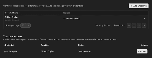 Connect a GitHub account from Your connections in LiteLLM