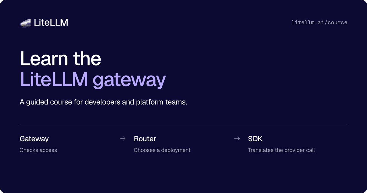Learn the LiteLLM gateway at litellm.ai/course. Follow a request through gateway access checks, Router deployment selection, and SDK provider translation.