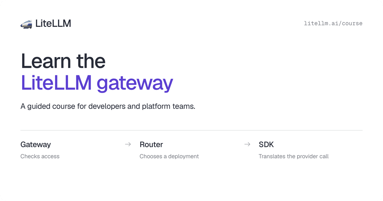 Learn the LiteLLM gateway at litellm.ai/course. Follow a request through gateway access checks, Router deployment selection, and SDK provider translation.