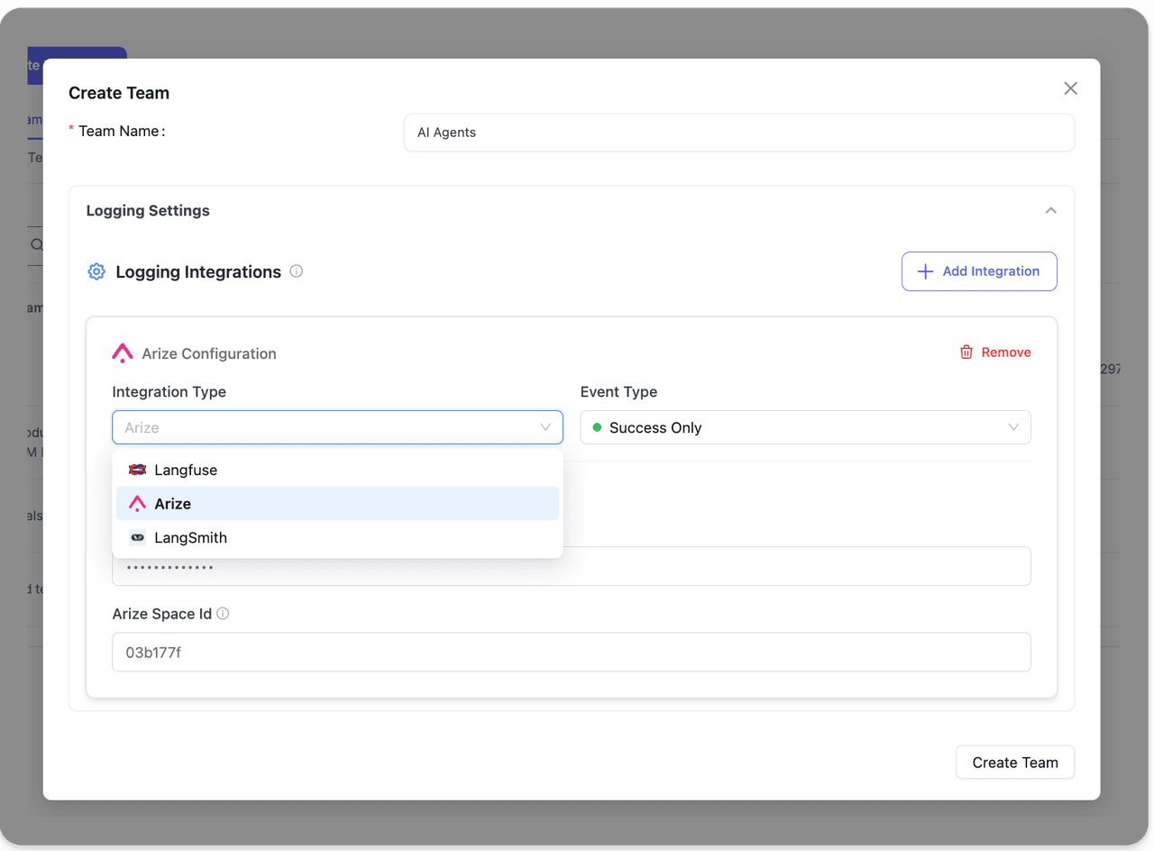 Team/Key Based Logging | liteLLM