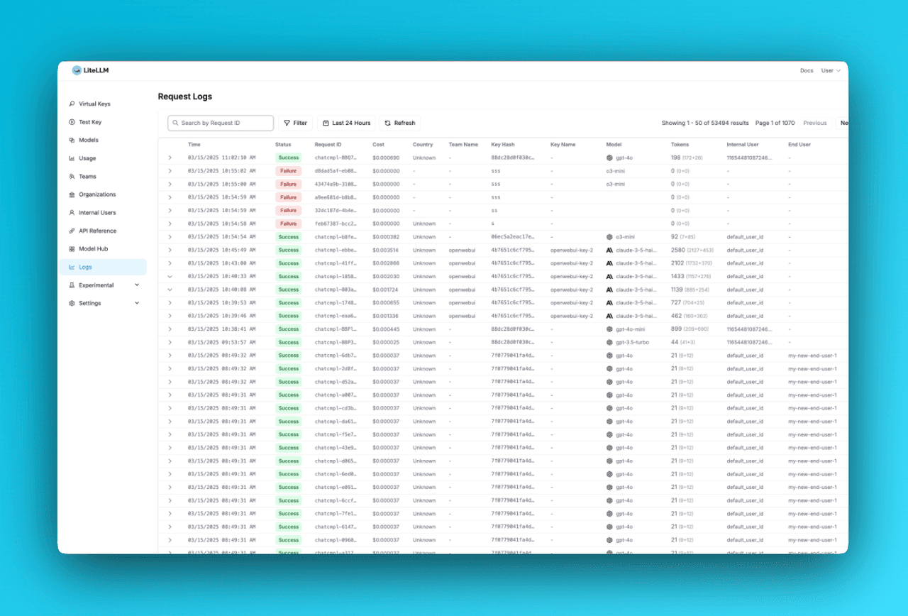 Getting Started with UI Logs | liteLLM