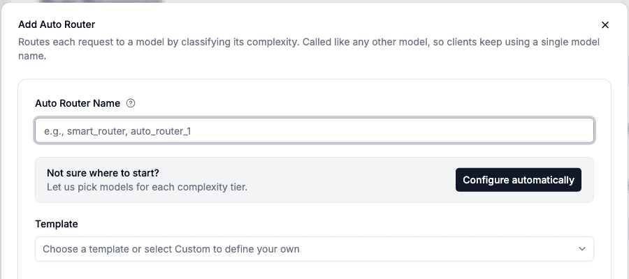 Add Auto Router form with the new Configure automatically button