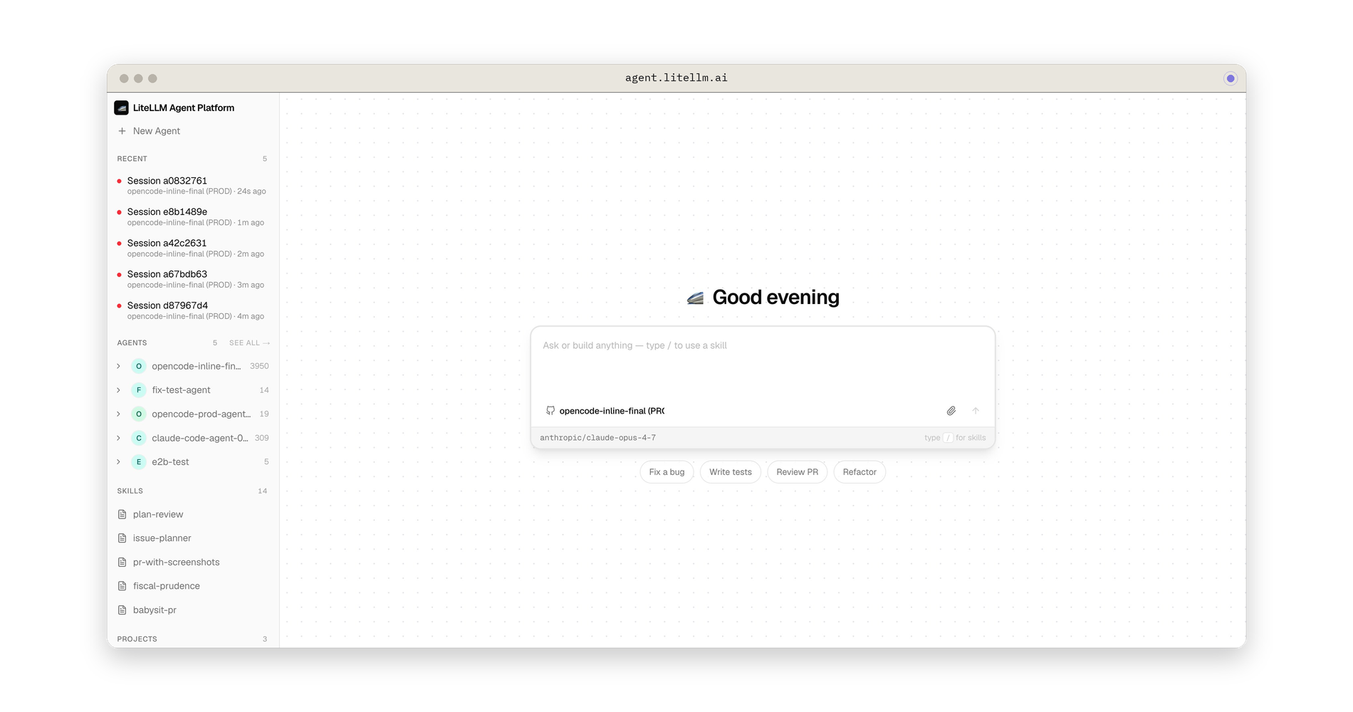 LiteLLM Agent Platform: agent.litellm.ai