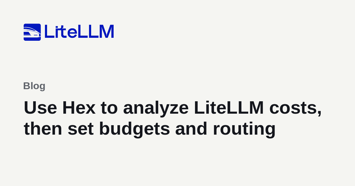 Use Hex to analyze LiteLLM costs, then set budgets and routing | liteLLM