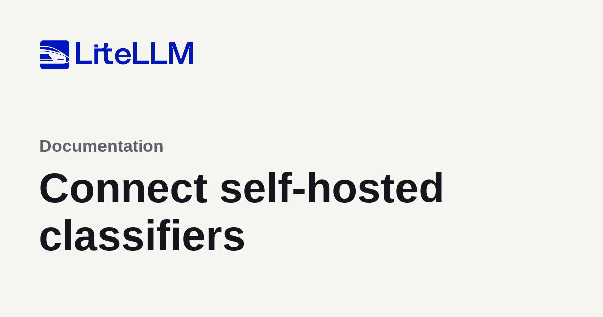 Connect self-hosted classifiers | liteLLM